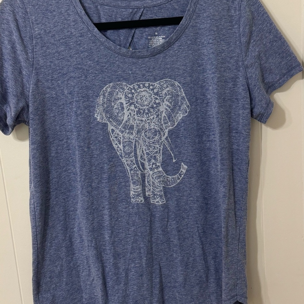 St. John's Bay Heather Blue Elephant Graphic Tee
